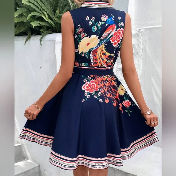 PRICE DROP!! Gorgeous Floral Print Belted Shirt Dress - Picture 3 of 5